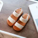 Kids Girl Non-Slip Weave Velcro Soft Flat Summer Beach Sandals