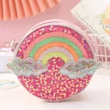 Rainbow Cloud Sequins Round Crossbody Shoulder Bag For Toddlers Kids