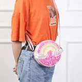 Rainbow Cloud Sequins Round Crossbody Shoulder Bag For Toddlers Kids