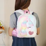 Cute Cartoon Unicorn Love Bow Embroidered Plush Bag