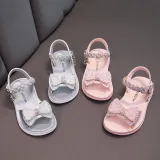 Kids Girl Non-Slip Pearl Bow Tie Open-Toe Summer Beach Sandals
