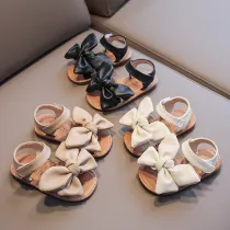 Kids Girl Soft Flat Bow Tie Summer Beach Sandals