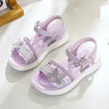 Kids Girl Soft Fashion Rhinestone Butterfly Summer Beach Sandals