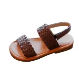 Kids Girl Non-Slip Weave Velcro Soft Flat Summer Beach Sandals