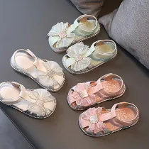 Kids Girl Bow Tie Closed-Toe Summer Flat Sandals