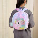 Cute Cartoon Unicorn Big Eyes Bow Embroidered Plush Bag