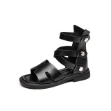 Kids Girl Gladiator Solid Color Summer Beach Sandals