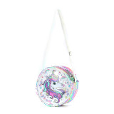 Sequined Unicorn Round Crossbody Shoulder Bag For Toddlers Kids