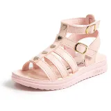 Kids Girl Soft Flat Heart Cut Out Gladiator Summer Beach Sandals