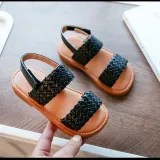 Kids Girl Non-Slip Weave Velcro Soft Flat Summer Beach Sandals