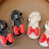Kids Girl Soft Red Dots Bow Tie Summer Beach Sandals
