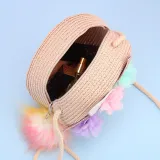 Knitting Unicorn Round Crossbody Shoulder Bag For Toddlers Kids