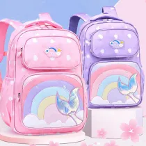 Primary School Rainbow Swan Lightweight Waterproof Backpack School Bag