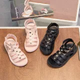Kids Girl Soft Flat Heart Cut Out Gladiator Summer Beach Sandals