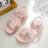 Kids Girl Soft Fashion Rhinestone Butterfly Summer Beach Sandals
