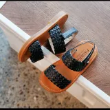 Kids Girl Non-Slip Weave Velcro Soft Flat Summer Beach Sandals