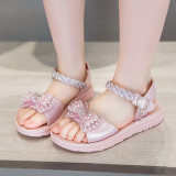 Kids Girl Non-Slip Pearl Bow Tie Open-Toe Summer Beach Sandals