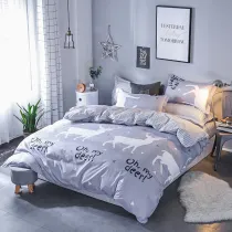 Kids 4PCS Grey Deers Christmas Bedding Cartoon Two-Sided Comfortable Set