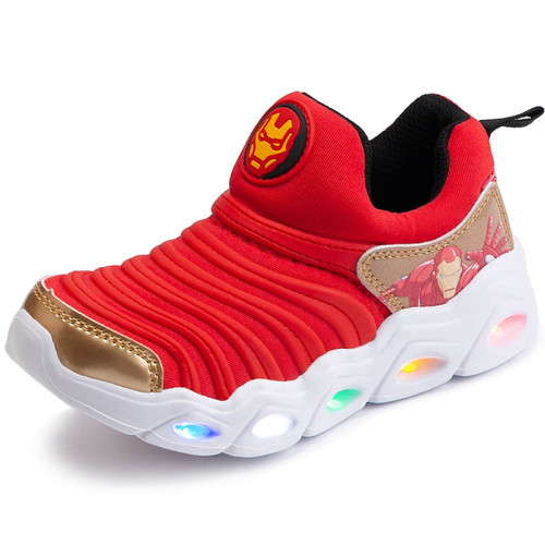 Kids LED Light Breathable Sports Slip On Sneakers Shoes