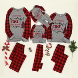 Christmas Matching Family Pajamas Most Wonderful Time Red Plaid Pajamas Set With Dog Pajamas