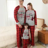 Christmas Matching Family Pajamas Most Wonderful Time Red Plaid Pajamas Set With Dog Pajamas