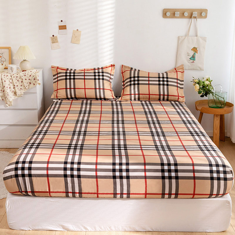Home Pocket Plaids Bedding Fitted Sheet With Pillowcases