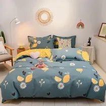 Bedding Cartoon Fruits Sloagn Printed 4PCS Cover Set