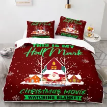 Christmas Movie Theme Print Bedding Full Twin Queen King Quilt Duvet Covers Sets
