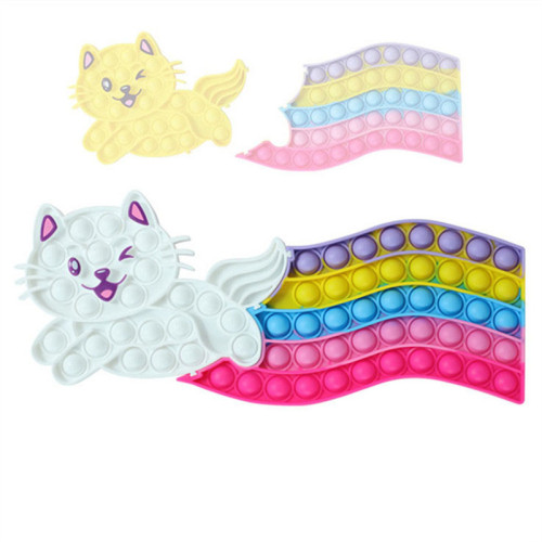 Rainbow Cat Pop It Fidget Toy Push Pop Bubble Sensory Fidget Toy Stress Relief For Kids & Adult