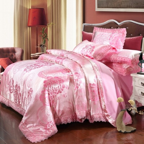 Jacquard Luxury Fabric Silk Bedding Cotton Duvet Cover Set