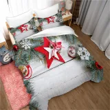 Printed Snowman Five Pointed Star Bedding Full Twin Queen King Quilt Duvet Covers Sets