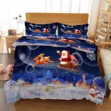 Merry Christmas Santa Claus Elk Sleigh Bedding Full Twin Queen King Quilt Duvet Covers Sets