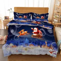 Merry Christmas Santa Claus Elk Sleigh Bedding Full Twin Queen King Quilt Duvet Covers Sets