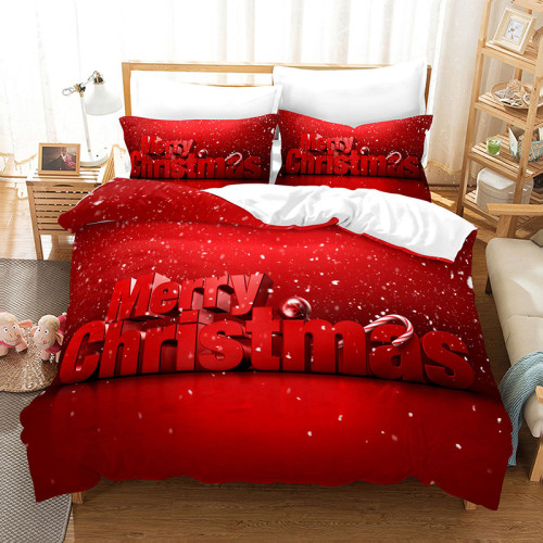 Merry Christmas Theme Bedding Full Twin Queen King Quilt Duvet Covers Sets