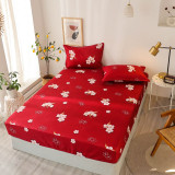 Bedding Flower Printing Pocket Fitted Sheet With Pillowcases