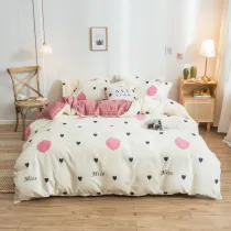 Pink White Cotton Flower Printed Bedding Covers Sets