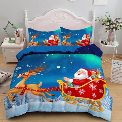 Cartoon Santa Claus Snowman Deer Bedding Full Twin Queen King Quilt Duvet Covers Sets