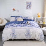 Simple Blue Cartoon Aloe Vera Cotton Bedding Set