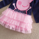 Toddler Girls Purple Pink Ruffles Sleeves Tutu Dress