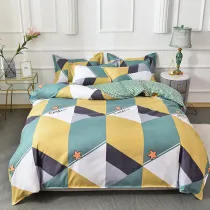 4PCS Cover Set Comfortable Multicolor Wave Plaids Bedding For Home