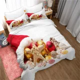 Printed Snowman Five Pointed Star Bedding Full Twin Queen King Quilt Duvet Covers Sets
