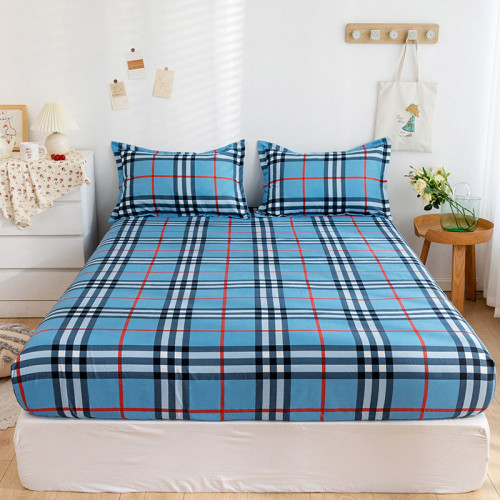 Home Pocket Plaids Bedding Fitted Sheet With Pillowcases