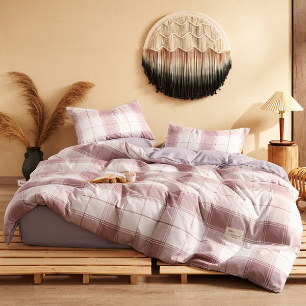 Home Bedding Plaids Stripes Comfortable Fabric 4PCS Set
