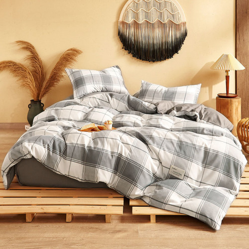 Home Bedding Plaids Stripes Comfortable Fabric 4PCS Set