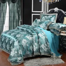 Jacquard Flower Natural Fabric Silk Bedding Cotton Duvet Cover Set