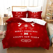 MERRY CHRISTMAS AND HAPPY NEW YEAR Bedding Full Twin Queen King Quilt Duvet Covers Sets