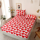Bedding Heart Printing Love Slogan Pocket Fitted Sheet With Pillowcases