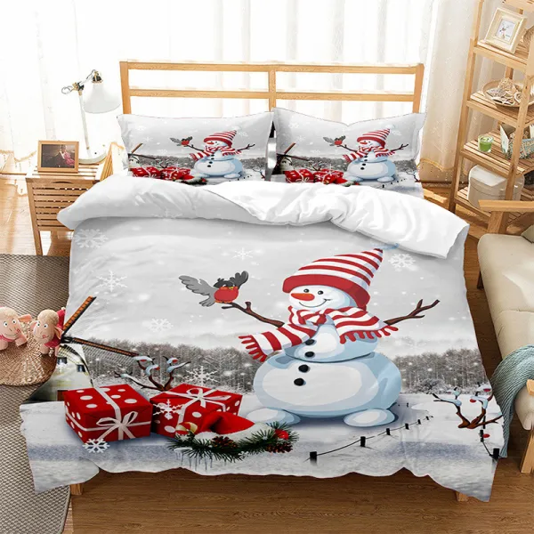 Cute Snowman Bedding Full Twin Queen King Quilt Duvet Covers Sets
