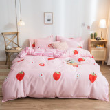 Pink White Cotton Flower Printed Bedding Covers Sets