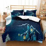 Christmas Theme Print Bedding Full Twin Queen King Quilt Duvet Covers Sets